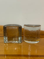 Vintage Blenko MCM Half Moon Heavy Glass Bookend Set of 2
