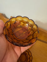 Vintage Amber Glass Imperial Dessert Bowl Set of 4
