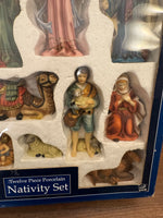 Vintage Holiday Time Porcelain Nativity Set of 12 Pieces