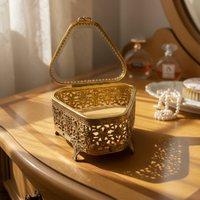Vintage Filigree Gold-tone Footed Trinket Jewelry Box