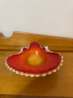 Glass Orange-Golden-tone Ashtray Decorative Bowl