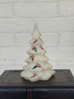 Fenton Art Satin Glass Hand-Painted Christmas Tree by B. Cumberledge