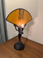 Art Deco Style Lamp Lady with Fan Shaped Shade