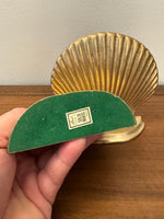 Vintage Leonard Solid Brass Seashell Bookends Silver Mfg. Co