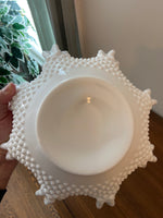 Vintage Milk Glass Fenton Ruffled Basket Bowl