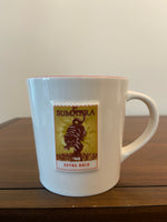 Starbucks Sumatra Stamp Coffee Mug – White Ceramic, Red & Gold Label, 15.5 oz 2006
