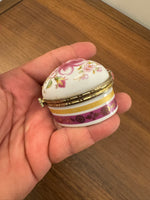 Vintage Small Porcelain Heart Shaped Jewelry Trinket Box