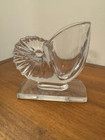 Clear Glass Seashell Shaped Nautilus Vase Bookend
