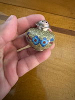 Vintage Brass-Copper Cloisonne Salt-Pepper Shakers Set