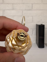 Vintage Made in Germany Gold Frosted Pinecone Blown Glass Christmas Ornament