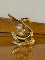 Swan Figure 24k Gold-plated Decorated with Crystals Figurine