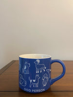Parker Lane Dog Person – Blue & White Dog Breed Stoneware Mug, 16 oz