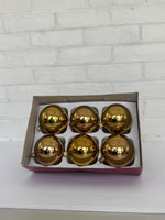 Vintage Czech Blown Glass Gold Christmas Ornaments – Set of 6