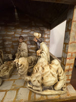 Vintage Nativity Set Japan Papier Mache with Handmade Manger