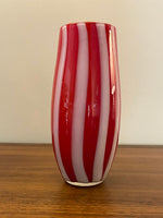 Vase Handblown Red White Pepper-Mint Glass Vase Pier1