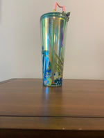 Starbucks 24 oz Iridescent Floral Cold Cup Tumbler with Straw – Multicolor Botanical Design