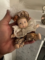 Vintage Mini Jester Porcelain Fabric Doll Set of 2