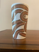 Starbucks 12 oz Retro Red & Gold Concentric Circles Ceramic Mug