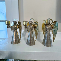 Silver-plated Brass Angel Candle-Stick Holders Set 3 PCS