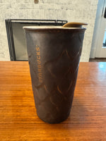 Starbucks Fish-Dragon-Mermaid Scales Design 10 Oz Porcelain Tumbler Mug with Lid