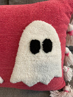 Hot Pink Throw Pillow Halloween Ghost Decor with Tassels