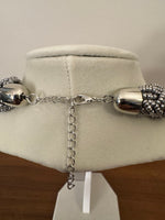 Silver-tone Braided Glass Beaded Necklace