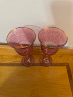 Vintage Colored Glass Gilt Wine Goblets Set