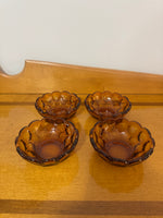 Vintage Amber Glass Imperial Dessert Bowl Set of 4