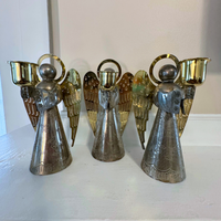 Silver-plated Brass Angel Candle-Stick Holders Set 3 PCS