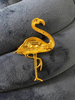 Napier Flamingo Gold-Tone Enameled Pink Rhinestone Brooch