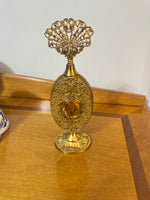 Antique Metal Glass Perfume Bottle with Crystal Dauber