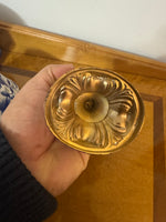 Antique Metal Glass Perfume Bottle with Crystal Dauber