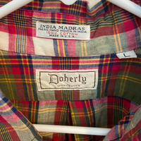 India Madras Casual Cotton Short Sleeve Plaid L Shirt Doherty Worcester