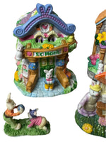 Vintage Lighted Easter Bunnies Village Set of 7