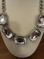 Necklace Large Crystals Cut Fashion Jewelry