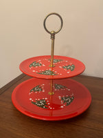 Vintage Waechtersbach West-Germany Christmas Tree Cookies 2 Tiered Stand