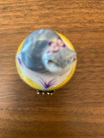 Limoges France Small Porcelain Trinket Box Cat