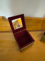 Wood Handcrafted Embossed Metal Sheet Jewelry Box