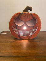 Lighted Wooden Halloween Decor Jack-O'-Lantern