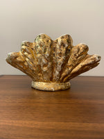 Vintage Ceramic Vase Gilded 24K Gold Luster Shell Shaped 1950s