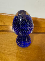 Vintage Pairpoint Cobalt Blue Art Glass Paperweight Mushroom | 34% Lead Crystal Cape Cod MA Hand Blown
