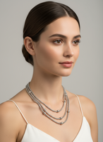 Stylish MX Silvertone Triple Strand Necklace Fashion Jewelry