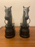 Bronze Horse Head Resin Base Bookend Set of 2