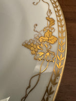 Vintage 2 Tier Serving Plate Hand-painted Gilded Porcelain Grapes Design