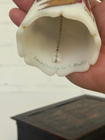 Vintage Fenton White Custard Glass Christmas Bell with Hand-Painted Poinsettia Design by A. Meeks