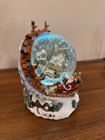 Snow Globe Santa and Sleigh Swirling LED Lighted Animated Glitter Christmas Decor