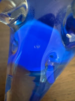 Handmade Clear and Blue Glass Mouse Figurine Paperweight