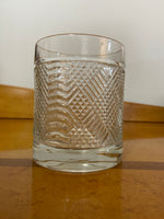 Ralph Lauren Heraldic Crest Diamond Cut Glass Lowball Whiskey Tumblers Set of 4