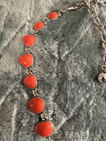 Vintage Orange Enamel Metal Fashion-Costume Necklace