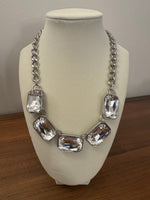 Necklace Large Crystals Cut Fashion Jewelry